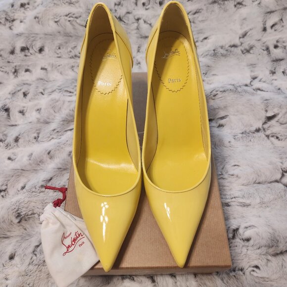 Christian Louboutin Shoes - Christian Louboutin Sporty Kate 85 Patent Leather Pumps – Yellow (Size 39.5)